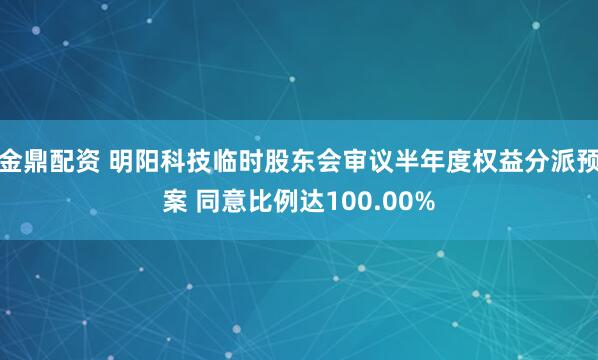 金鼎配资 明阳科技临时股东会审议半年度权益分派预案 同意比例达100.00%