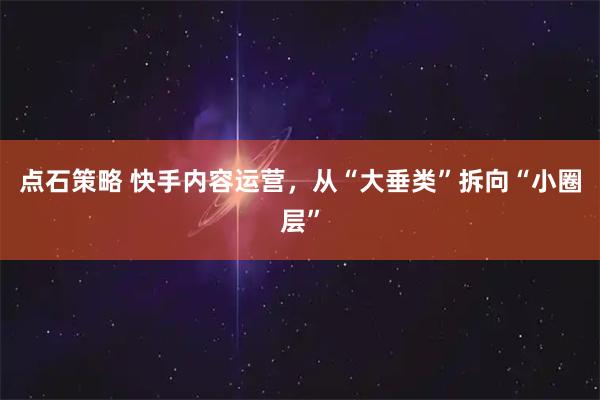点石策略 快手内容运营，从“大垂类”拆向“小圈层”